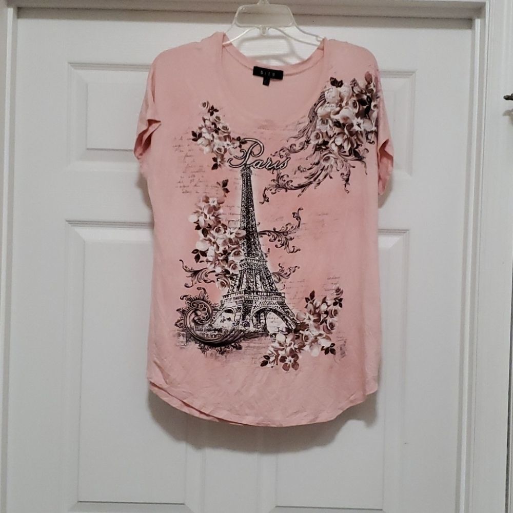 B.L.E.U pink black floral Paris tee